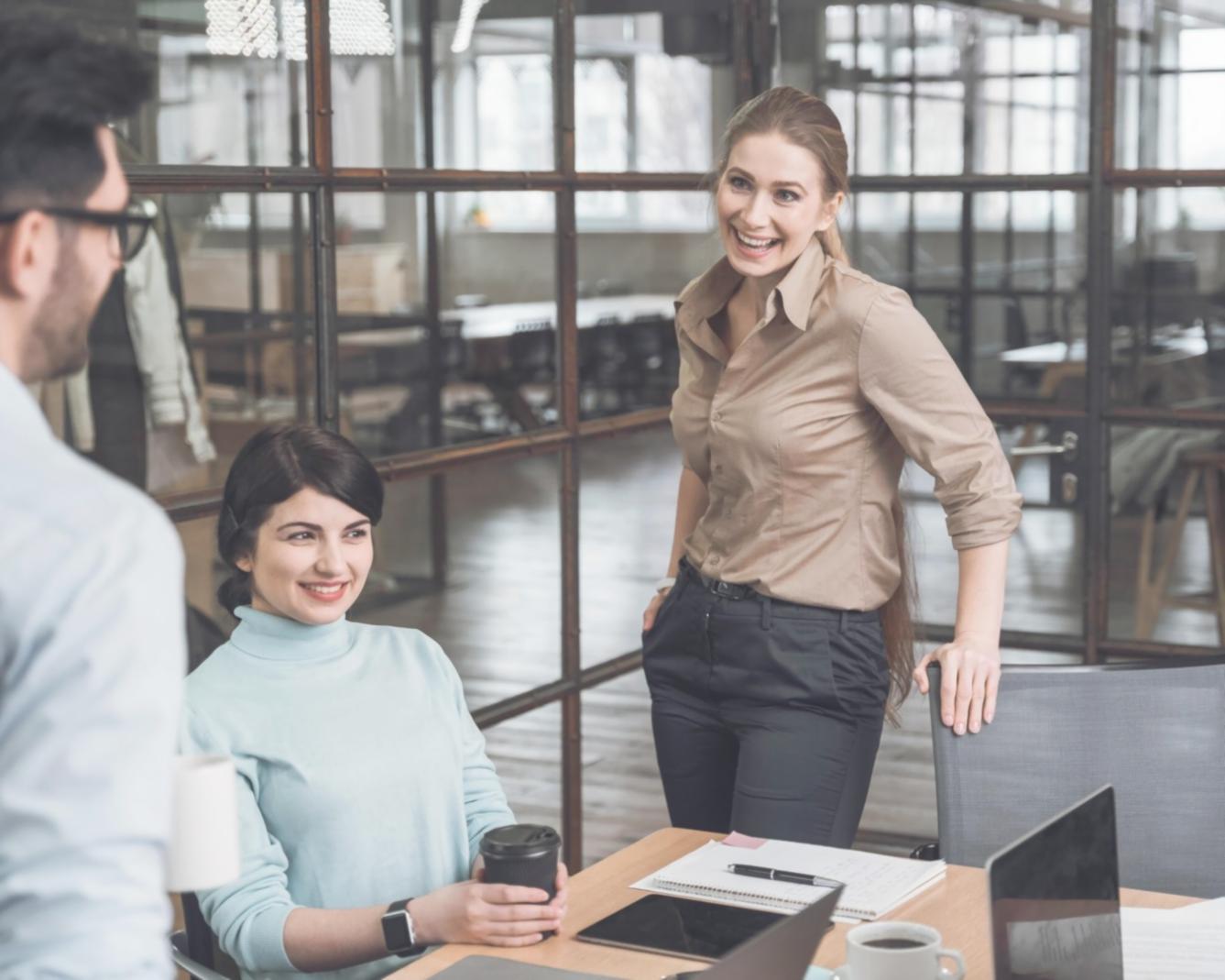 Students reviewing financial statements and industry reports